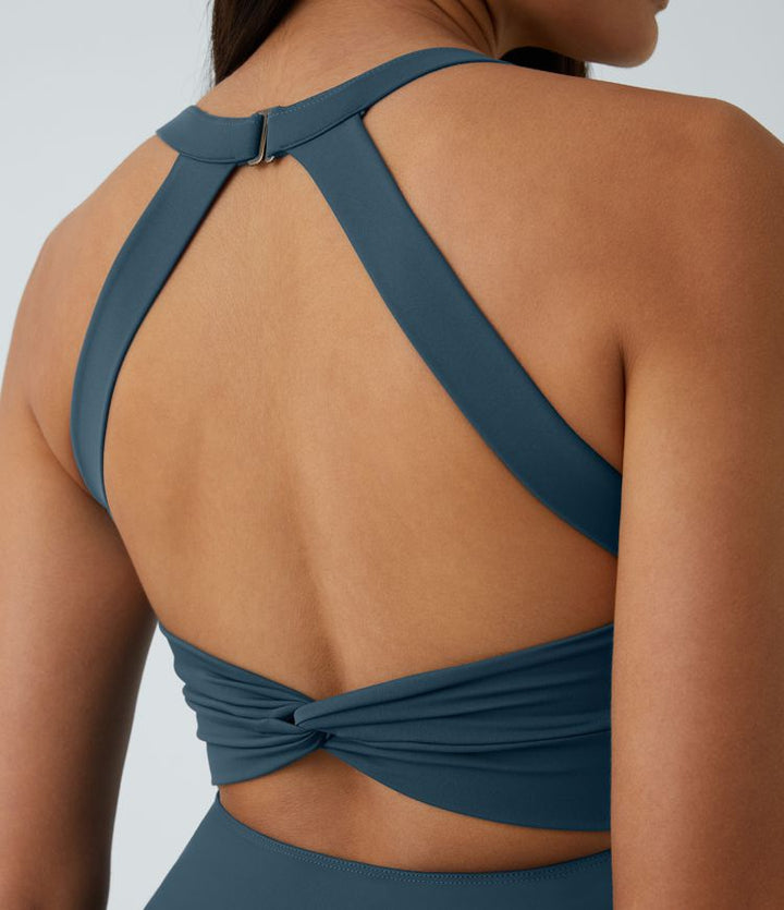 SoftlyZero™ Airy Backless Twisted Flare Low Support Dance Active Dress-Longer Length-Easy Peezy Edition A-D Cups