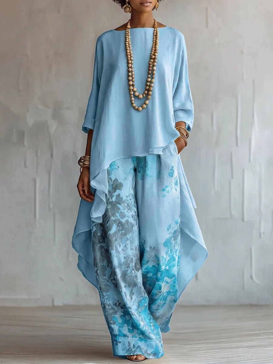 Federica | Asymmetric Floral Two-Piece Set
