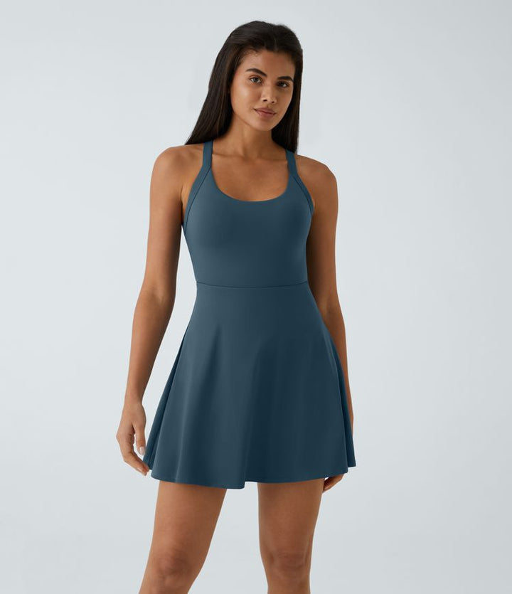 SoftlyZero™ Airy Backless Twisted Flare Low Support Dance Active Dress-Longer Length-Easy Peezy Edition A-D Cups