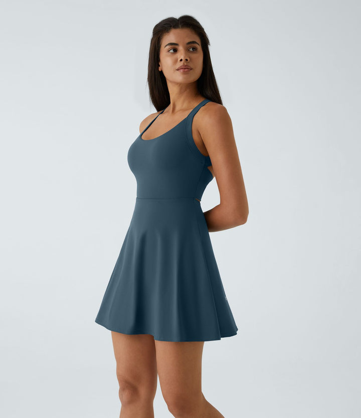 SoftlyZero™ Airy Backless Twisted Flare Low Support Dance Active Dress-Longer Length-Easy Peezy Edition A-D Cups
