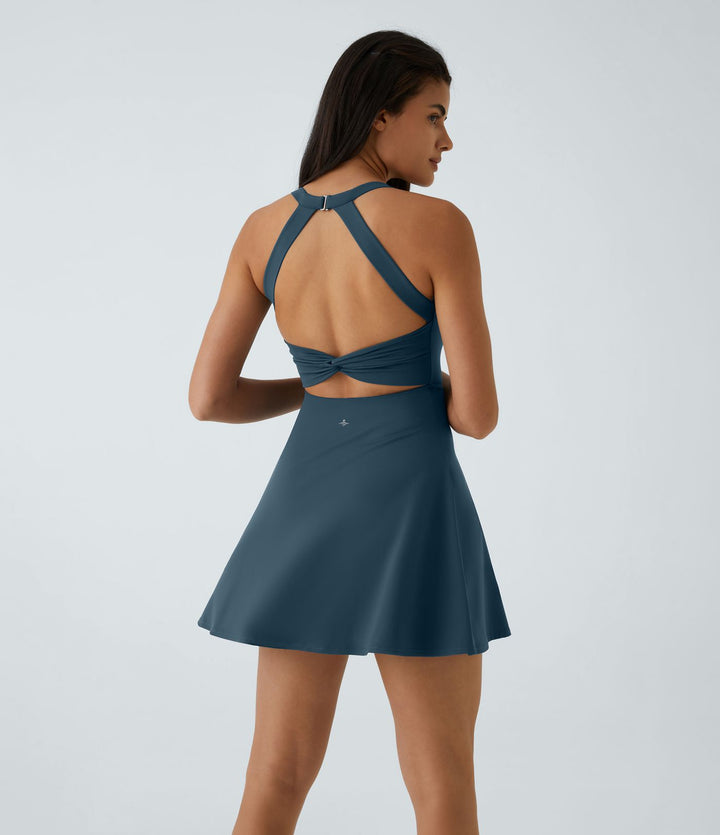 SoftlyZero™ Airy Backless Twisted Flare Low Support Dance Active Dress-Longer Length-Easy Peezy Edition A-D Cups