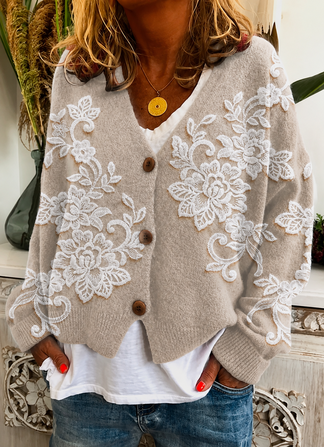 Delilah | Printed Knit Cardigan