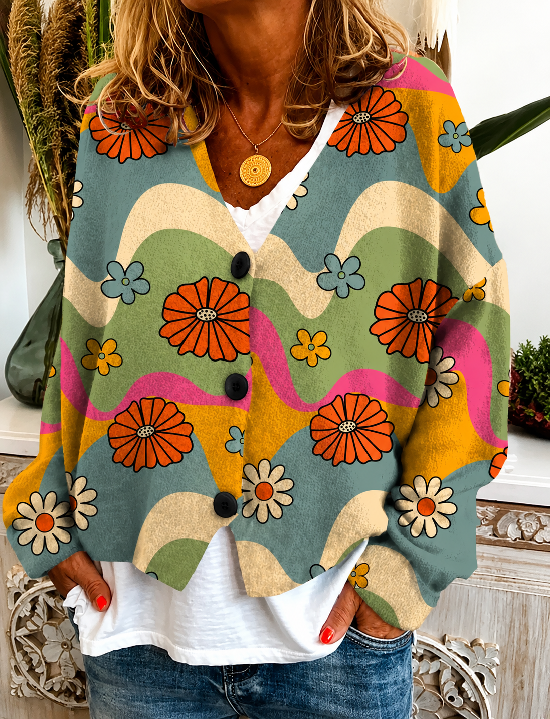 Delilah | Printed Knit Cardigan