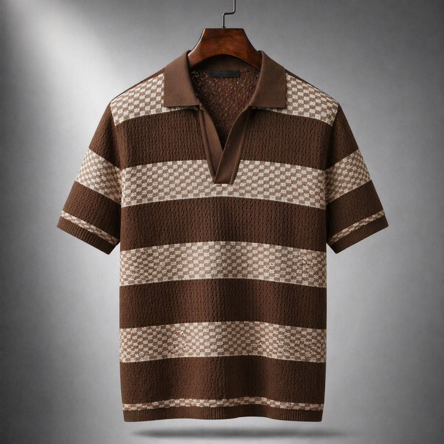 Laurent | Knitted Striped Polo Shirt