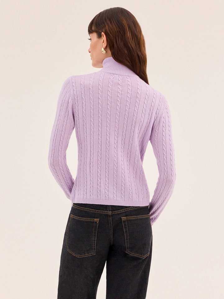 Ameline Lavender Cable Fine Knit Top