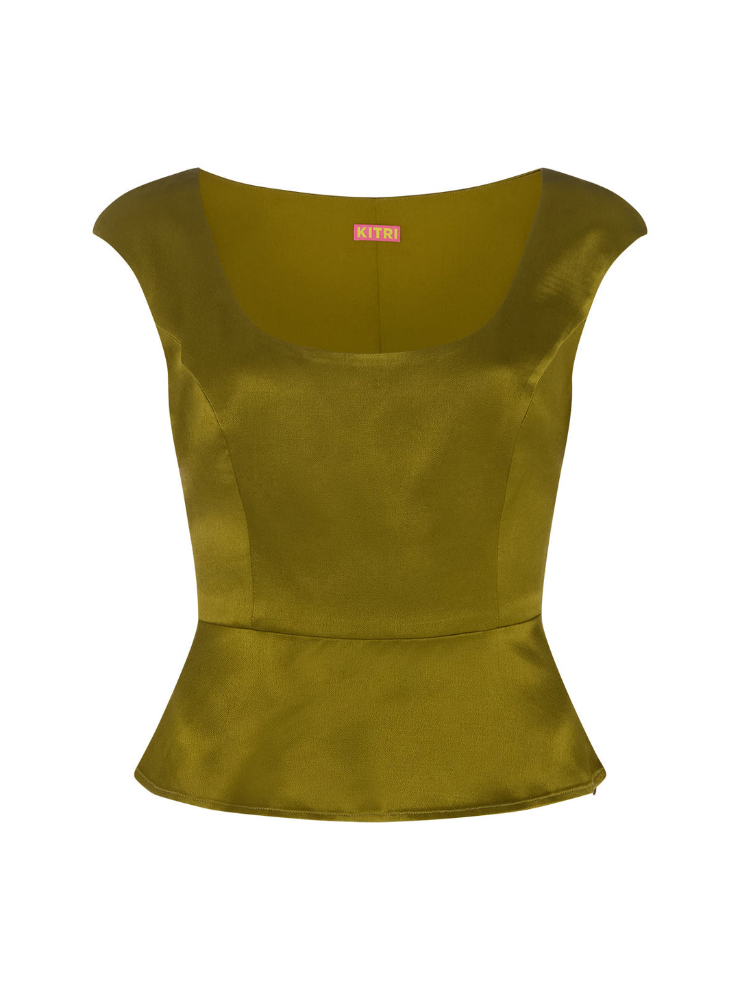 Amina Olive Satin Top