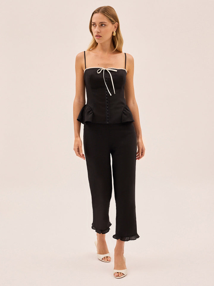 Andrea Black Linen Blend Top