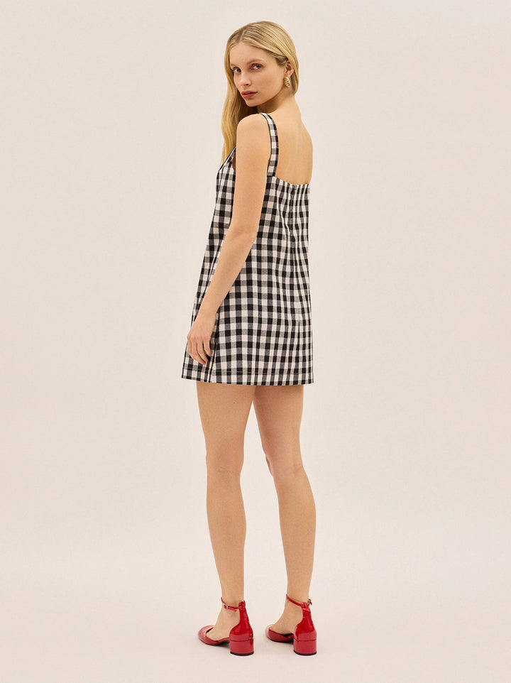 Angelica Gingham Linen Blend Mini Dress