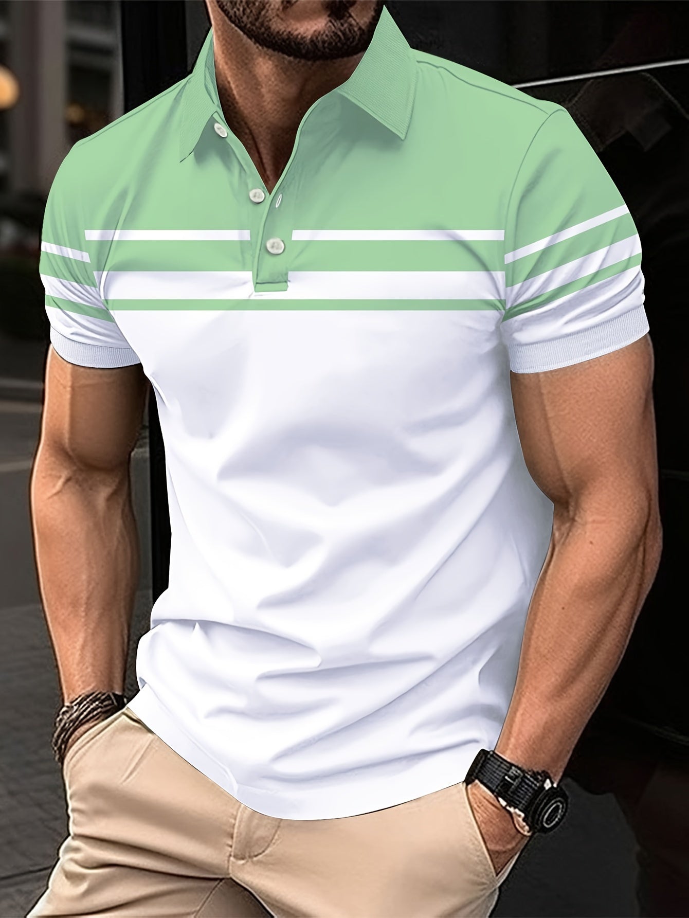 Crane | Men's Chest Stripe Short Sleeve Polo Shirt