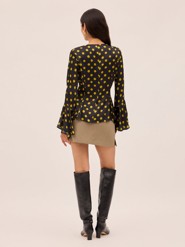 Chantelle Black Polka Dot Satin Top
