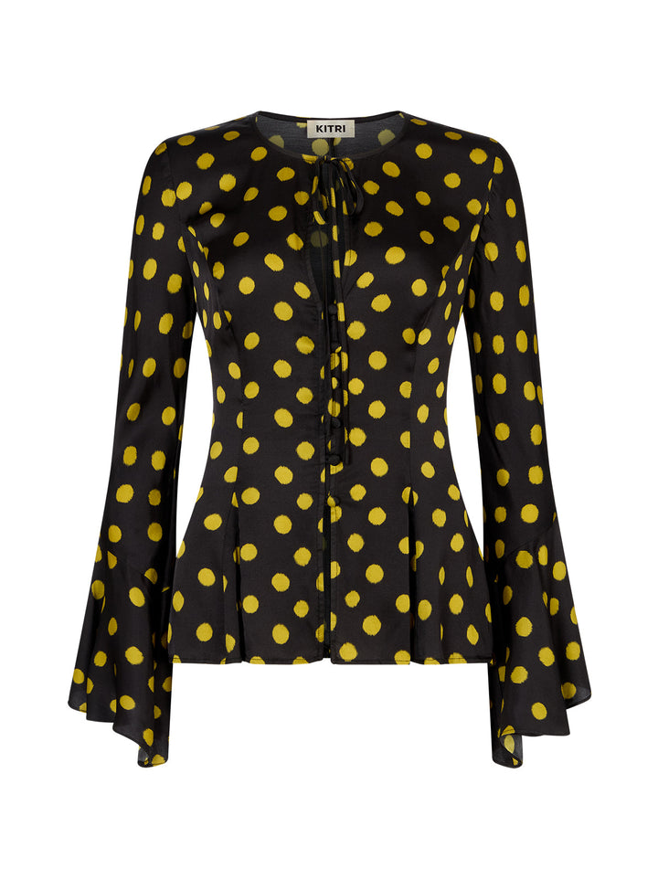 Chantelle Black Polka Dot Satin Top