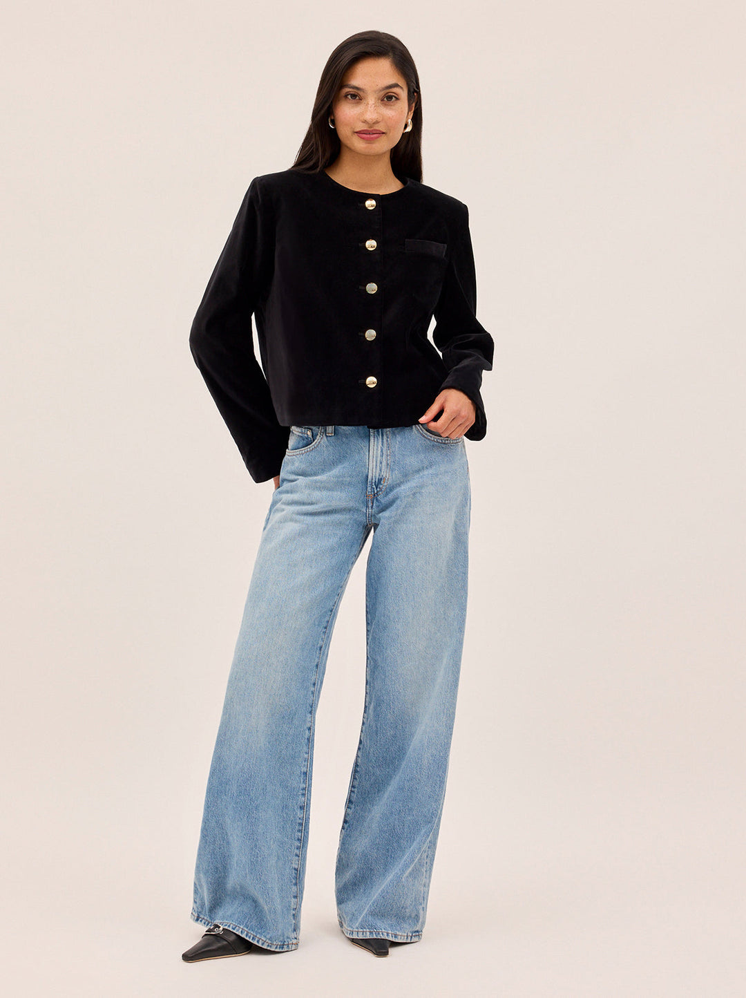Claudette Black Velvet Boxy Jacket
