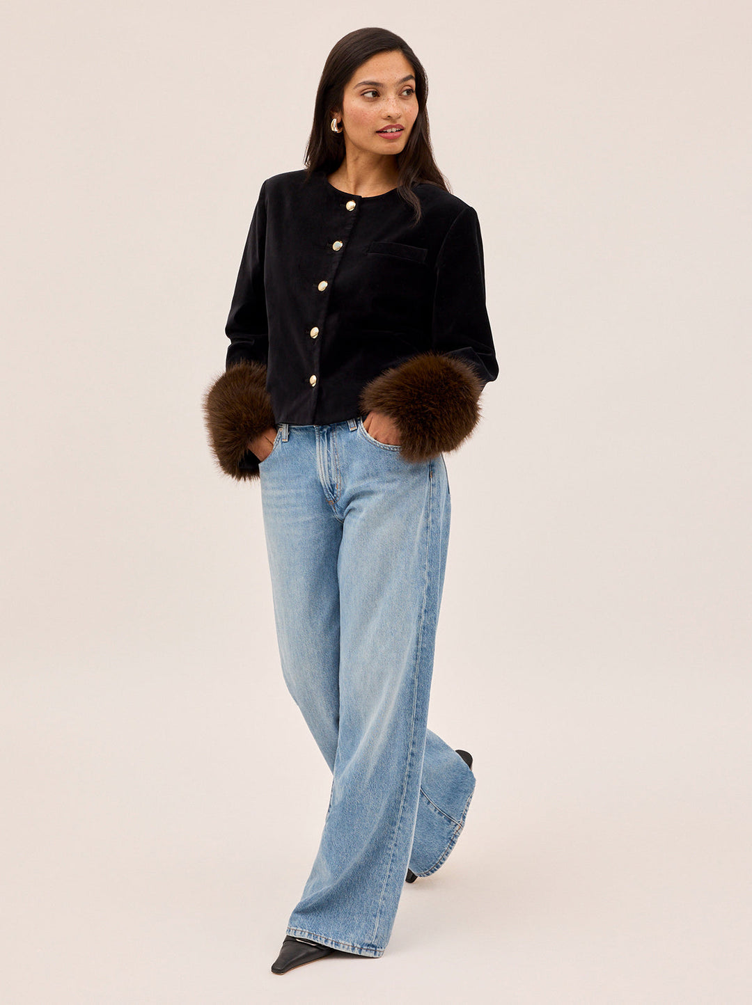 Claudette Black Velvet Boxy Jacket