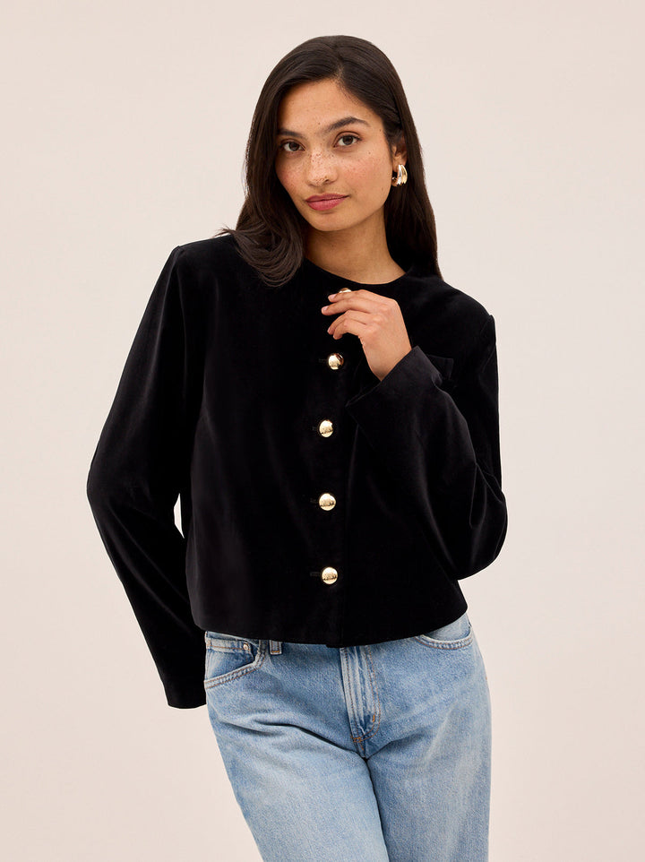 Claudette Black Velvet Boxy Jacket