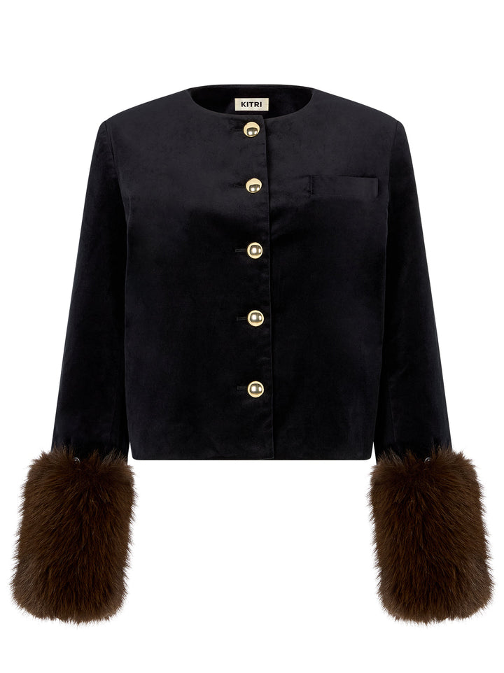 Claudette Black Velvet Boxy Jacket