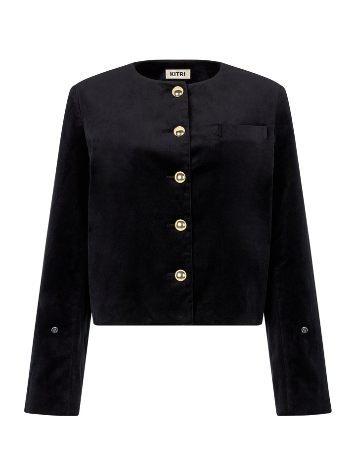 Claudette Black Velvet Boxy Jacket