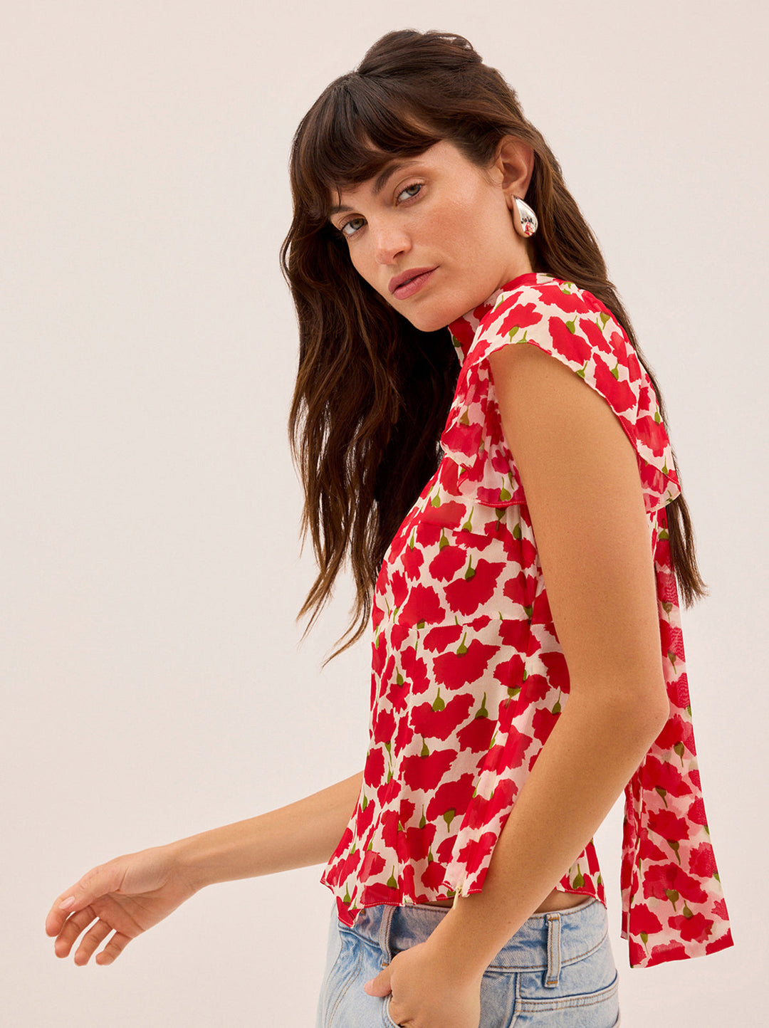 Clementina Carnation Print Top