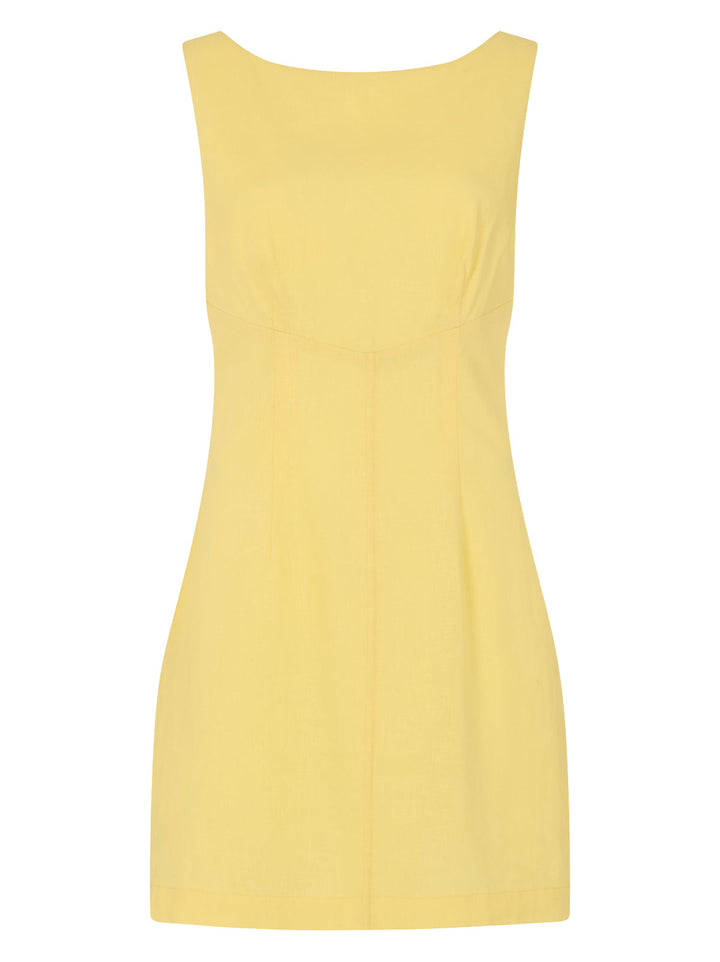 Elodie Pastel Yellow Cotton Linen Mini Dress