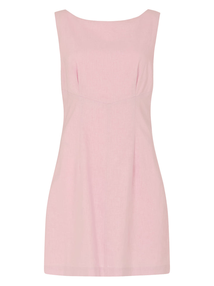 Elodie Pink Cotton Linen Mini Dress