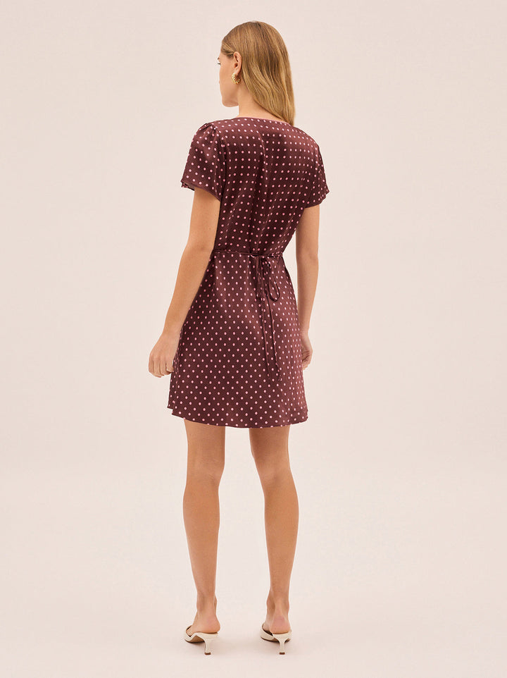 Florence Brown Pin Dot Print Dress