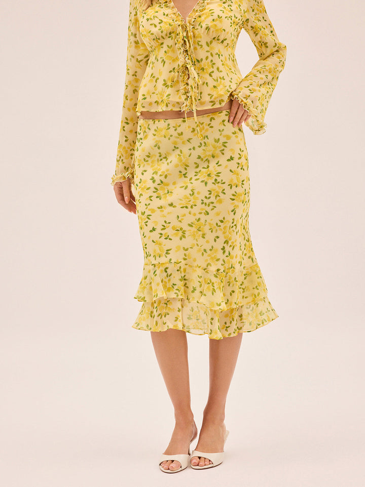 Freya Butter Petal Print Skirt