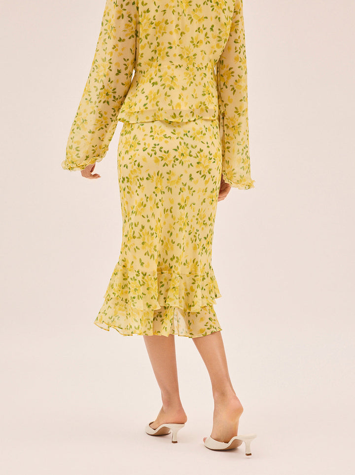 Freya Butter Petal Print Skirt