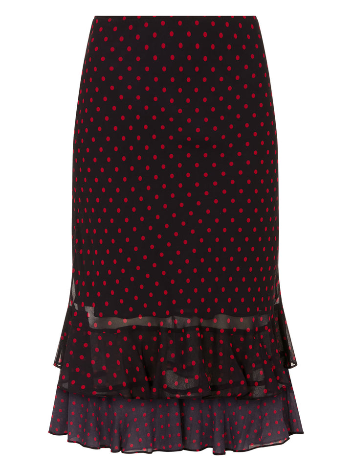 Freya Navy Pin Dot Print Skirt