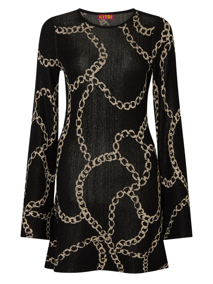 Greta Black Chain Lurex Knit Mini Dress