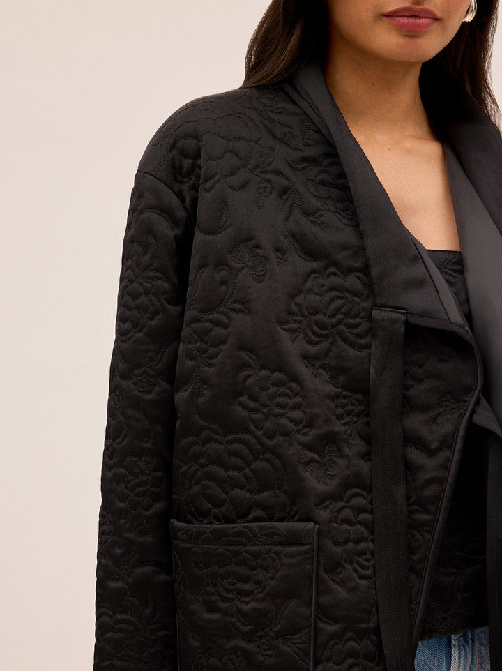 Hani Black Quilted Satin Jacket