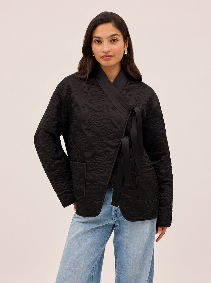 Hani Black Quilted Satin Jacket