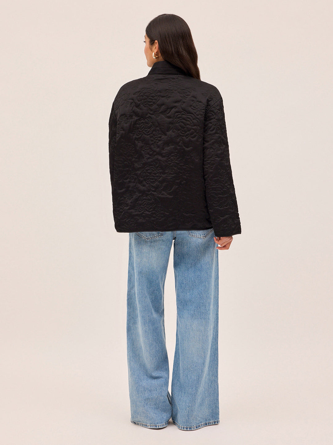 Hani Black Quilted Satin Jacket