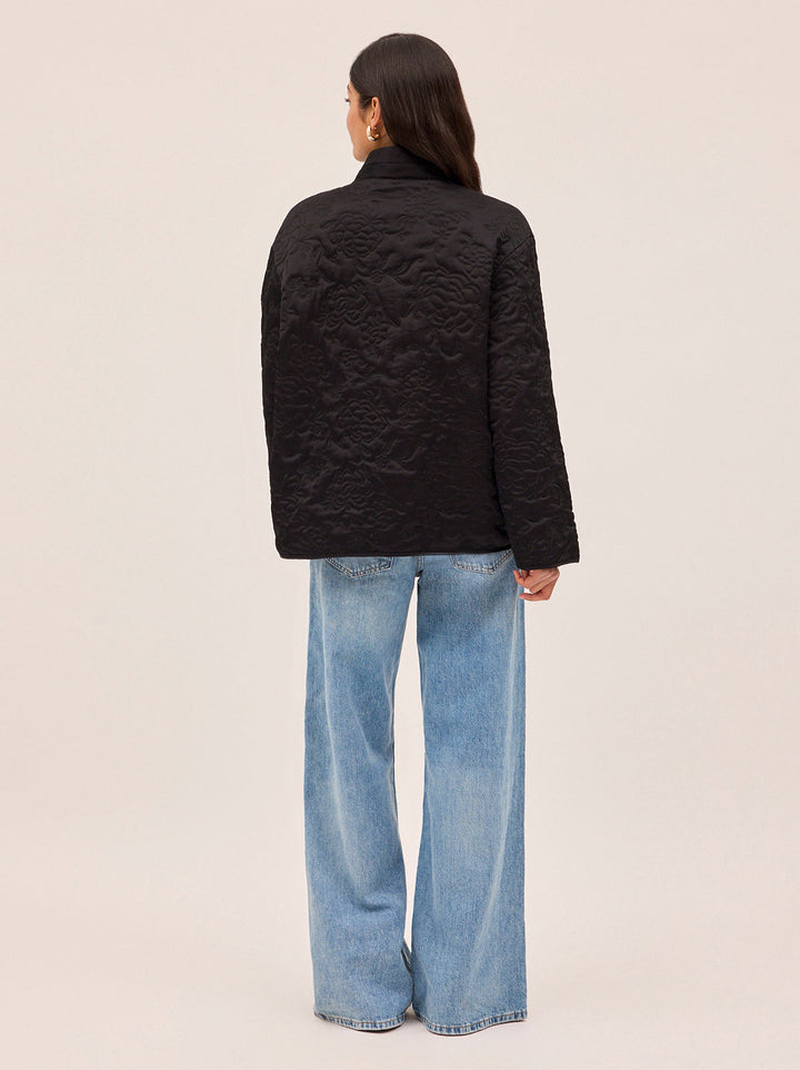 Hani Black Quilted Satin Jacket