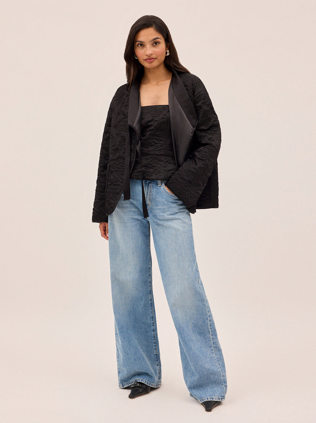 Hani Black Quilted Satin Jacket