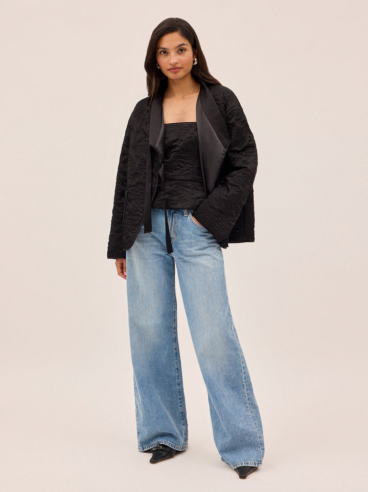 Hani Black Quilted Satin Jacket