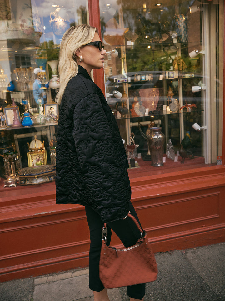 Hani Black Quilted Satin Jacket