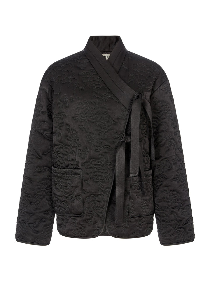 Hani Black Quilted Satin Jacket