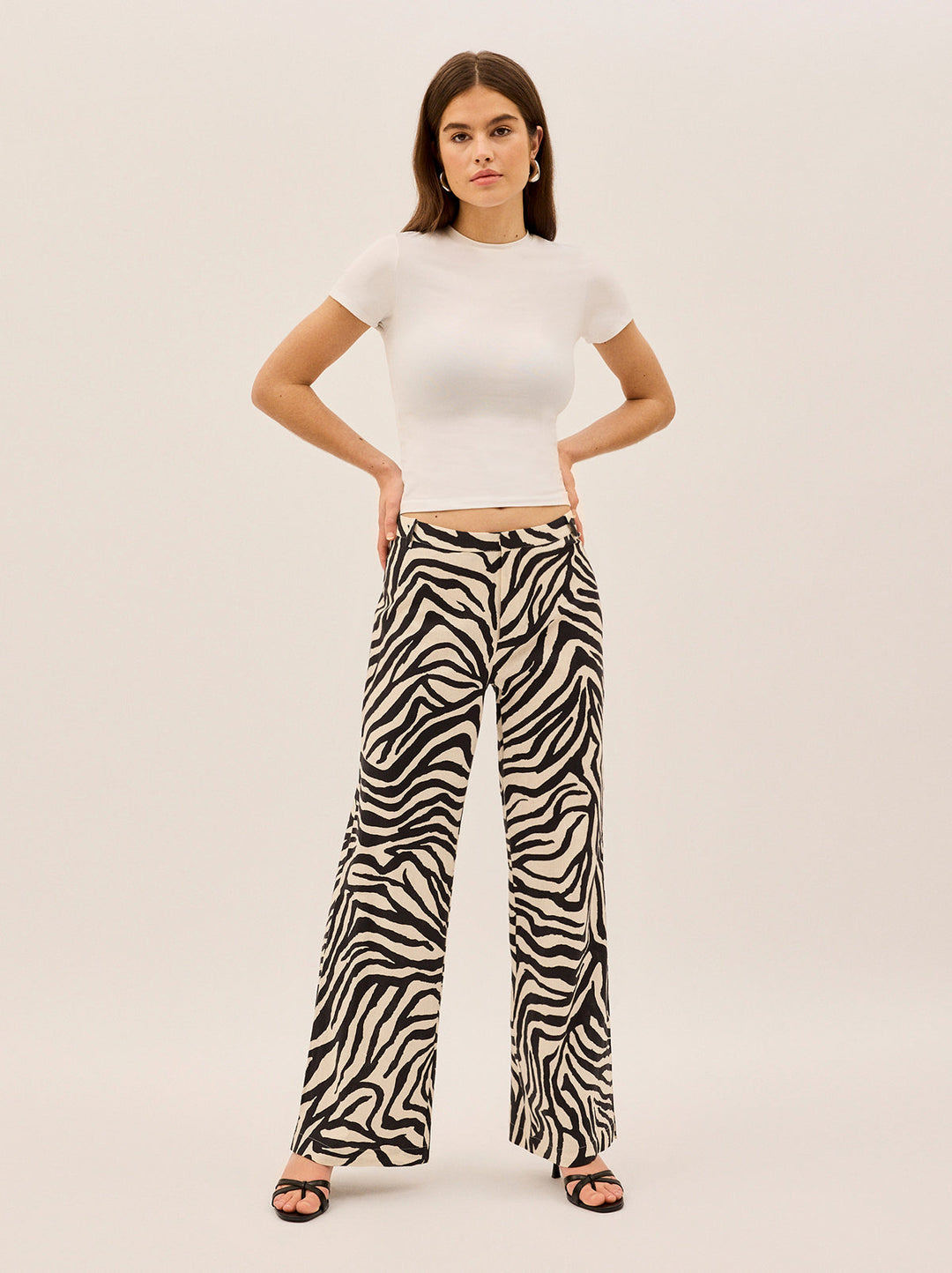 Helena Zebra Print Low Rise Tailored Trousers