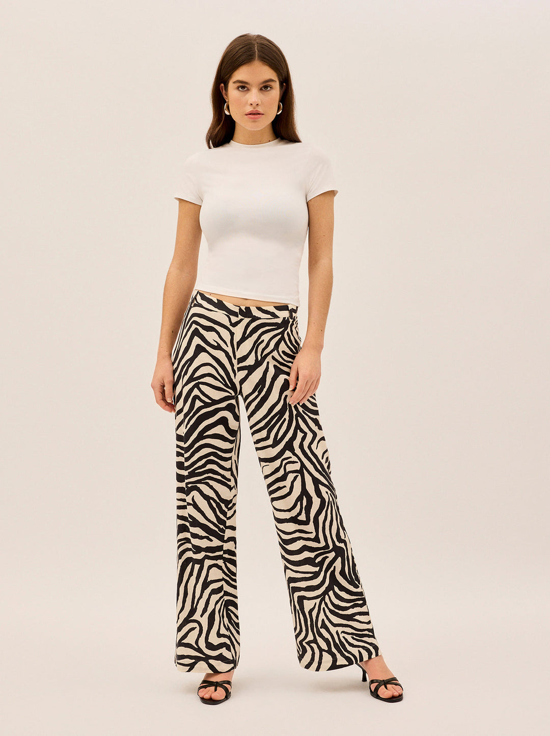 Helena Zebra Print Low Rise Tailored Trousers