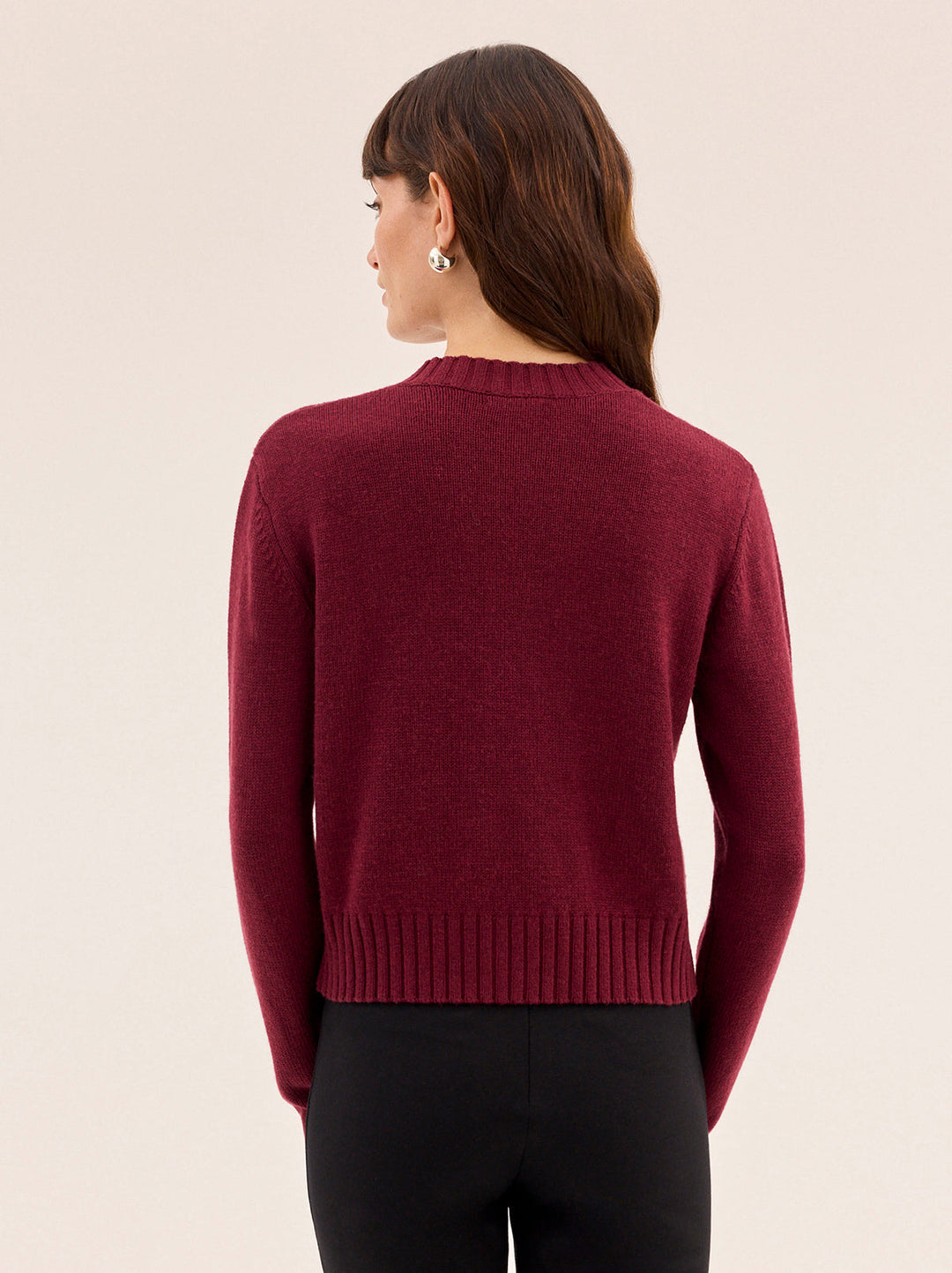 Isla Burgundy Hand-Embroidered Cardigan