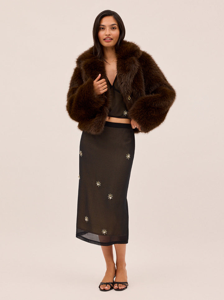 Noor Dark Chocolate Faux Fur Jacket