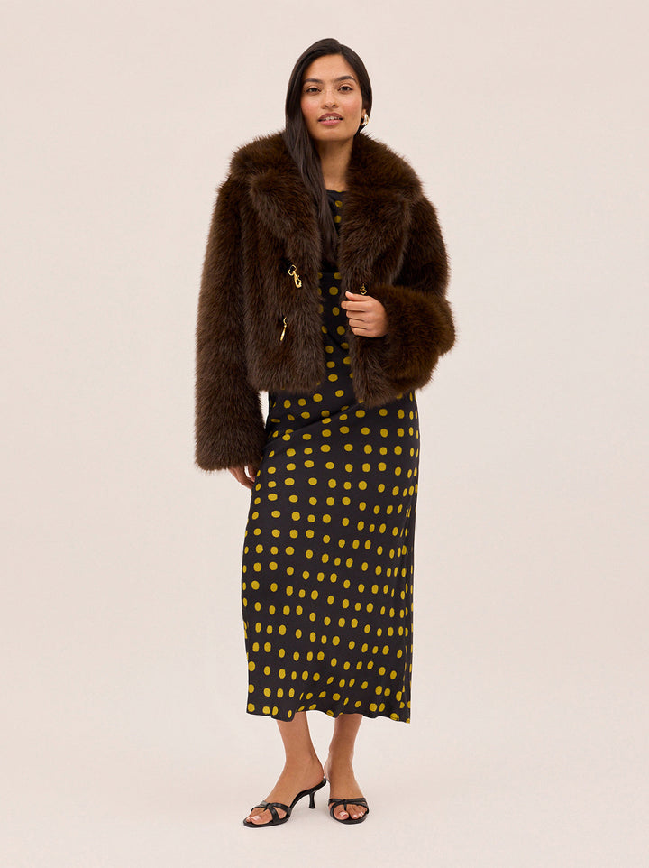 Noor Dark Chocolate Faux Fur Jacket