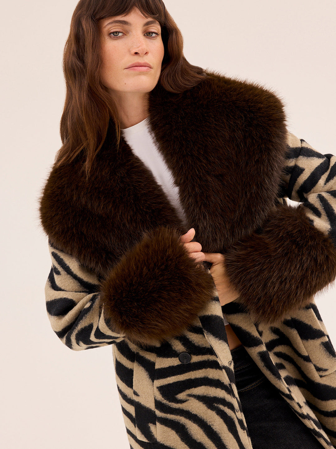 Lara Zebra Wool-Blend Coat
