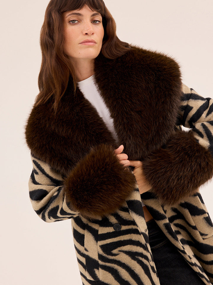 Lara Zebra Wool-Blend Coat