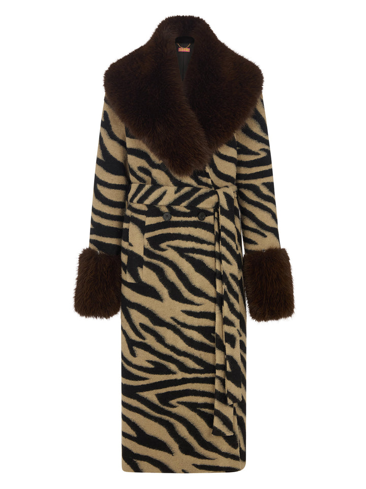 Lara Zebra Wool-Blend Coat