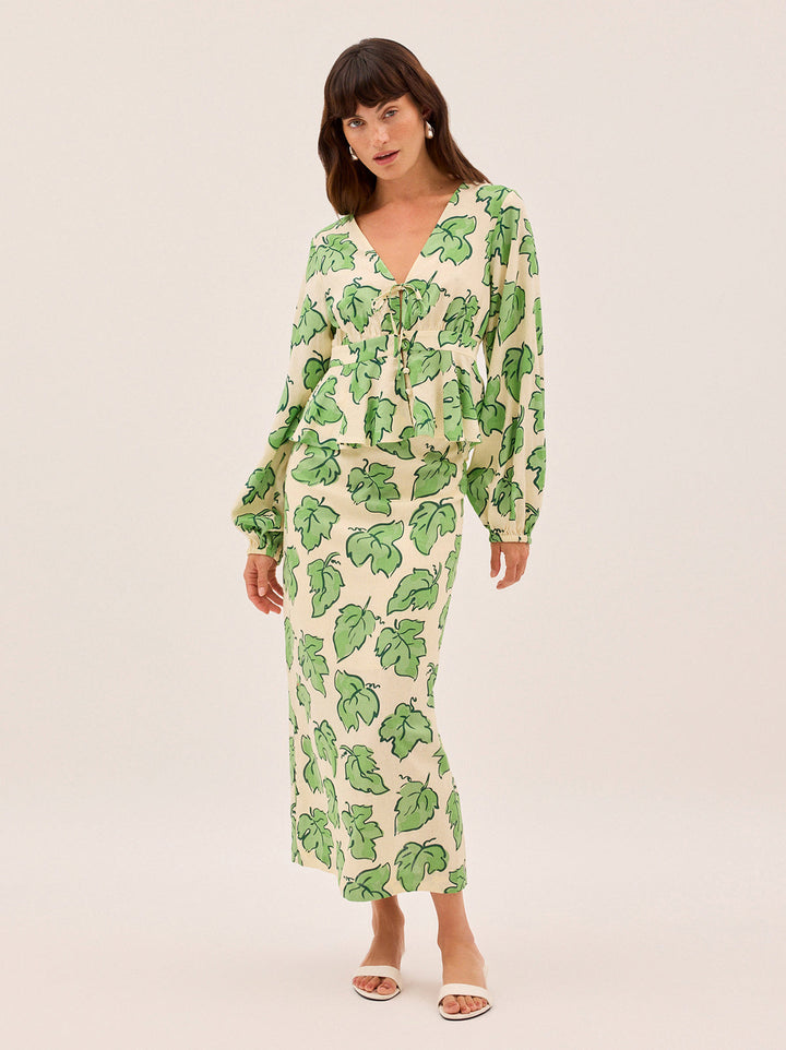 Laurel Green Vine Leaf Skirt