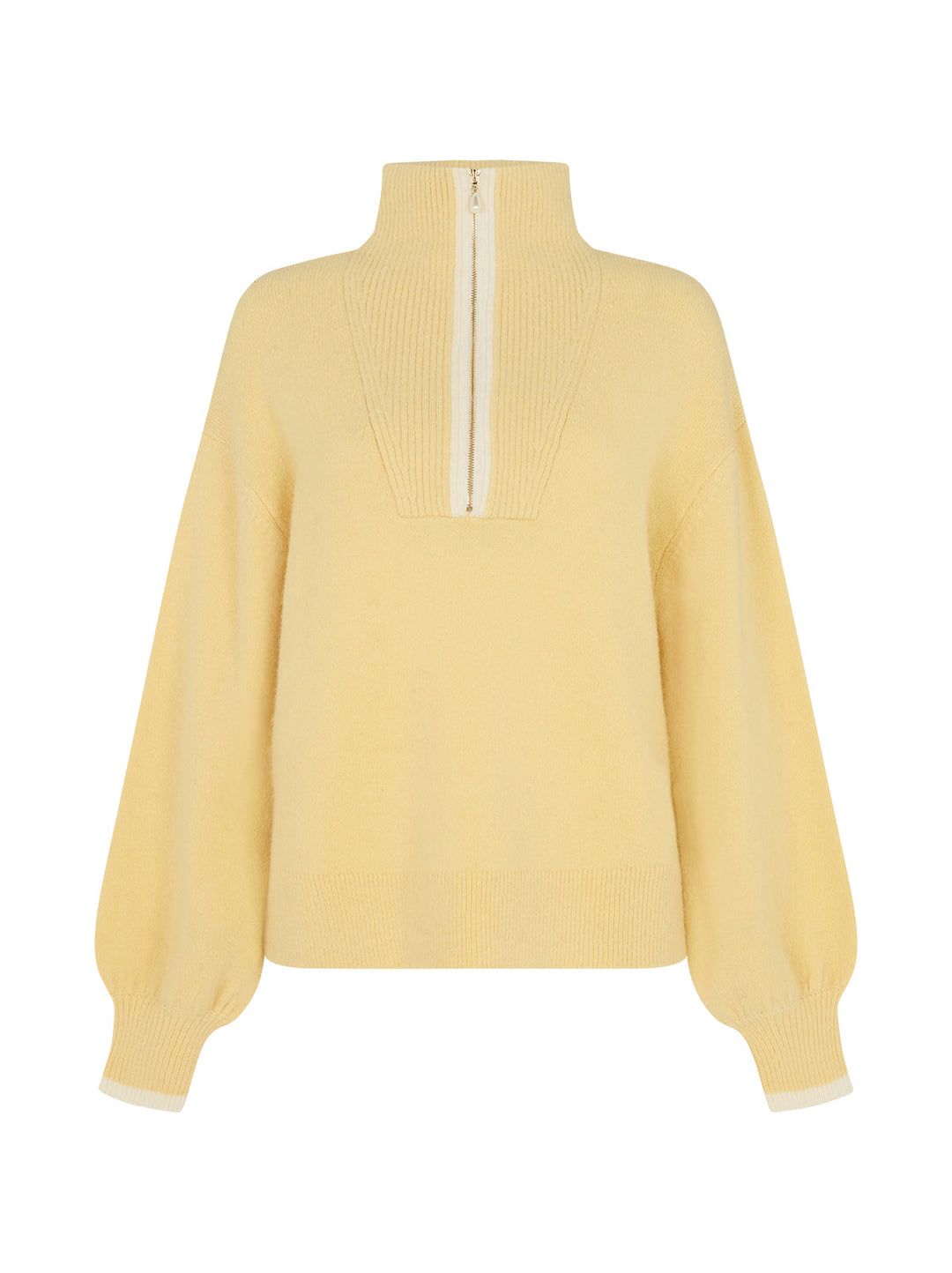 Lorna Alpaca Blend Yellow Zip Collar Sweater