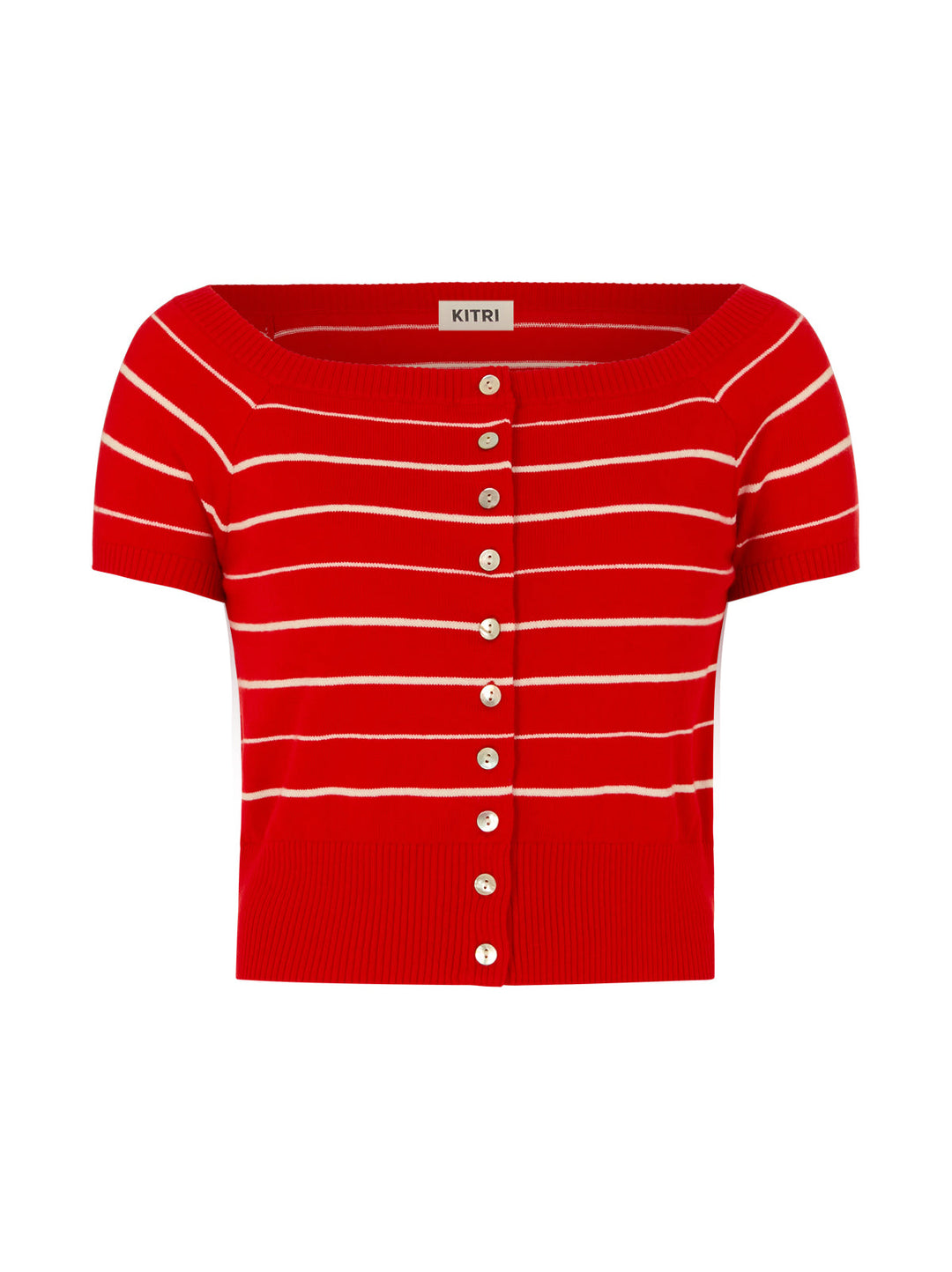 Lyla Red Stripe Bardot Knit Top