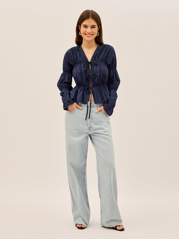 Maia Navy Cotton Top