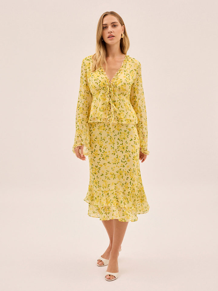 Freya Butter Petal Print Skirt