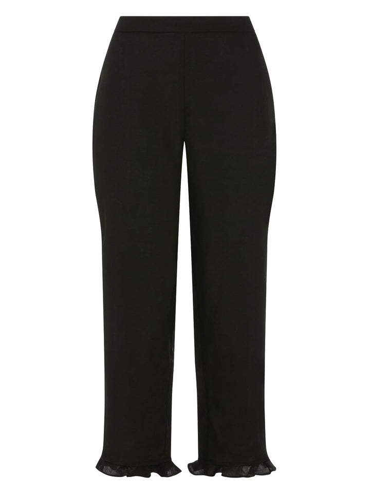 Martha Black Linen Blend Capri Trousers